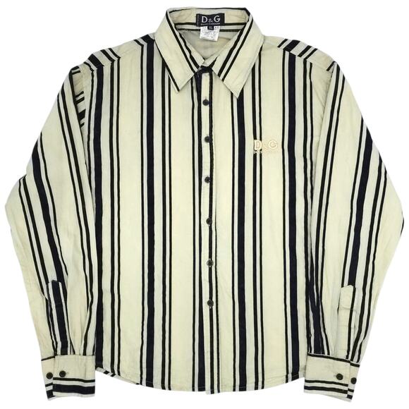 Dolce & Gabbana Shirt Womens XL Striped Long Sleeve Button Up Italy Dress Shirt - Picture 1 of 11
